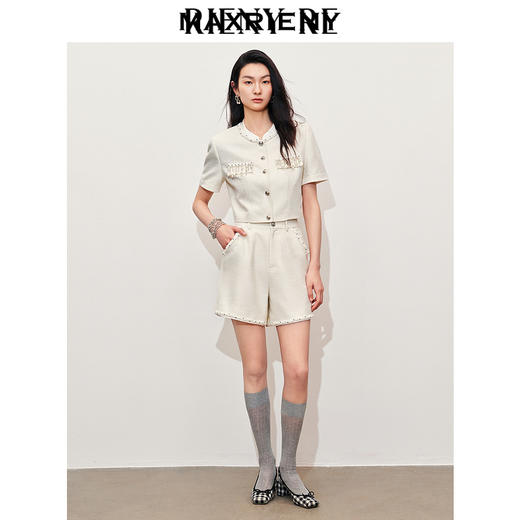 玛克门店发货：MAXRIENY复古优雅珍珠流苏缎领外套女(货号:MC85JA061) 商品图1