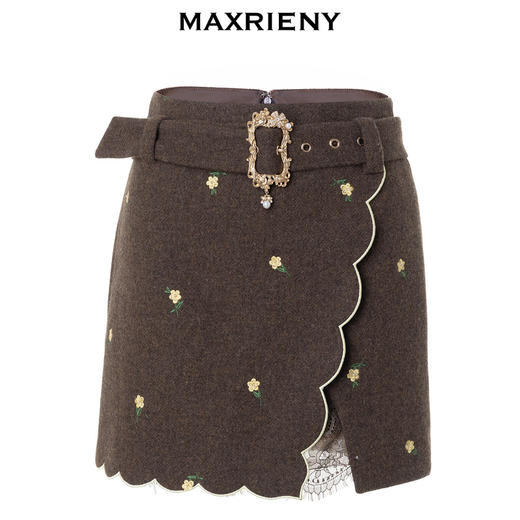 【商场同款-新春系列迎春花开】MAXRIENY复古宫廷绣花开衩半裙(货号:MC88SK776) 商品图4