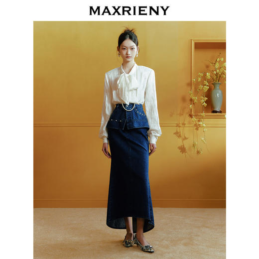 玛克门店发货：MAXRIENY松弛感廓形醋酸提花上衣(货号:MC88TP780) 商品图1