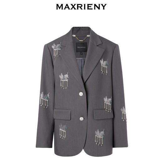 玛克门店发货：MAXRIENY精致设计感通勤风廓形西服(货号:MC88JA040) 商品图4