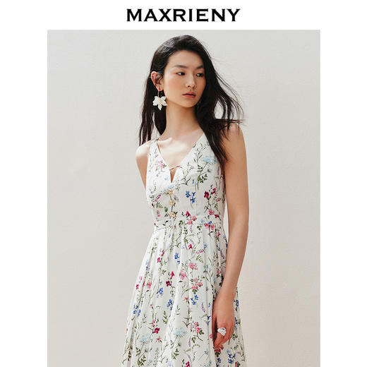 玛克门店发货：MAXRIENY城市度假风绑带深v连衣裙露背裙子(货号:MC85DR084) 商品图2