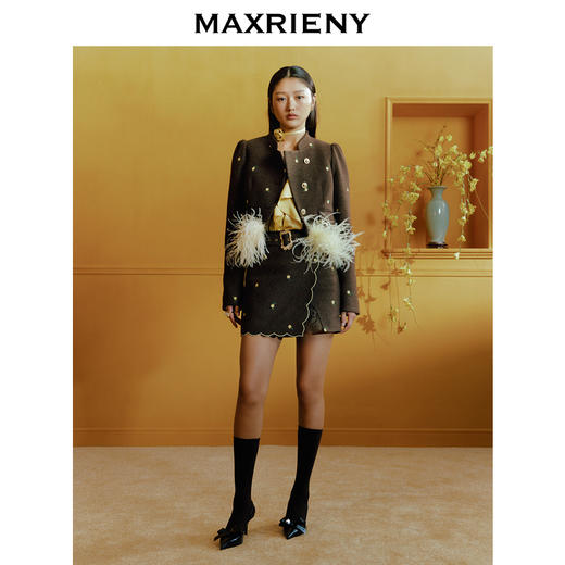 【商场同款-新春系列迎春花开】MAXRIENY复古宫廷绣花开衩半裙(货号:MC88SK776) 商品图1