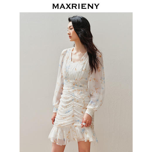 玛克门店发货：MAXRIENY复古浪漫蕾丝荷叶连衣裙(货号:MC85DR007) 商品图1