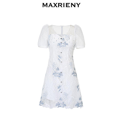玛克门店发货：MAXRIENY复古蕾丝刺绣散钻连衣裙2024春(货号:MC85DR079) 商品图4