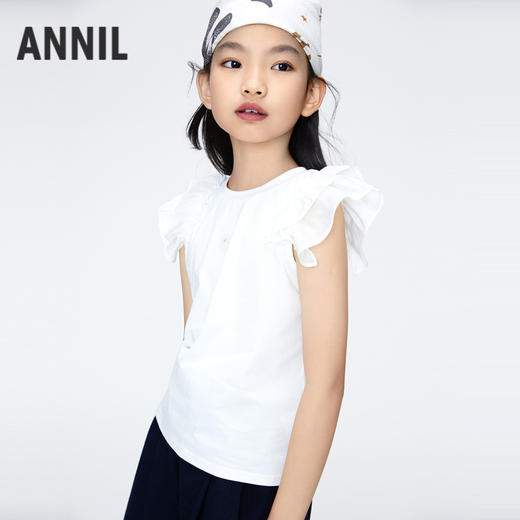 【实体店同款】女童凉感记忆棉圆领短袖T恤新款安奈儿童装AG421807 商品图1