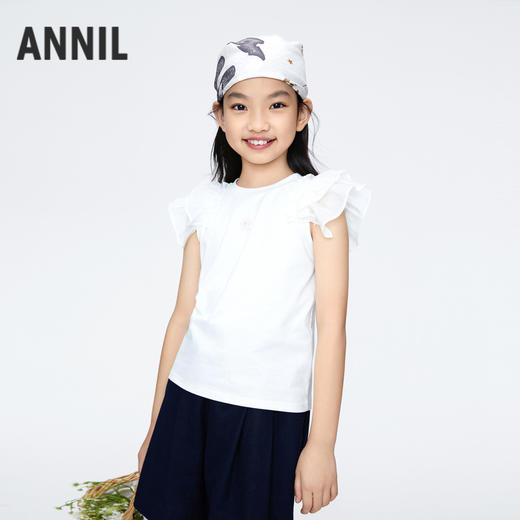 【实体店同款】女童凉感记忆棉圆领短袖T恤新款安奈儿童装AG421807 商品图2