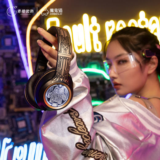 F-MGM-001青橙魔鬼猫联名款头戴式蓝牙耳机炫魔S1 商品图3