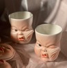 B-BL-05 柏路 纯手捏制娃娃脸杯“揪”(揪左脸蛋)款（哑光款） 商品缩略图2