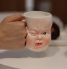 B-BL-03 柏路 纯手捏制娃娃脸杯 “挤”(捶右脸)款+杯垫（亮光款） 商品缩略图2