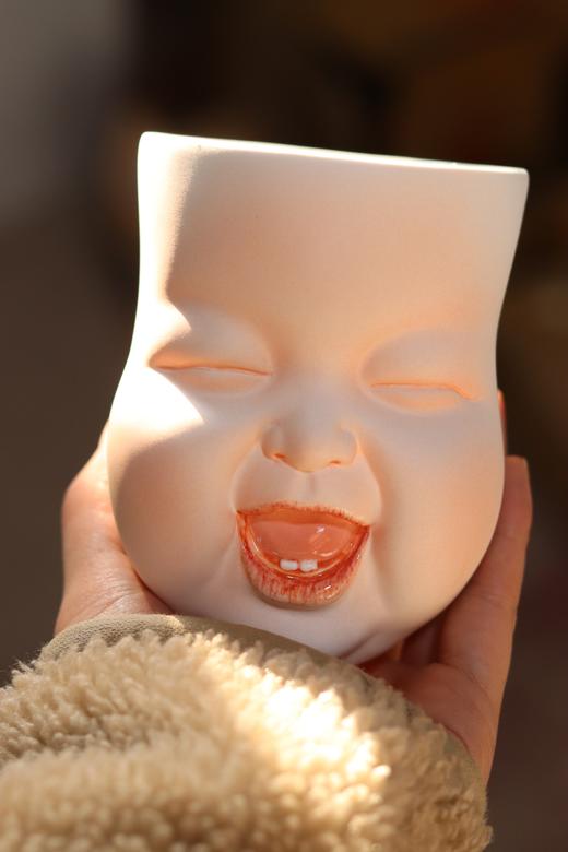 B-BL-07 柏路 纯手捏制娃娃脸杯“笑”款+杯垫（亮光款） 商品图2