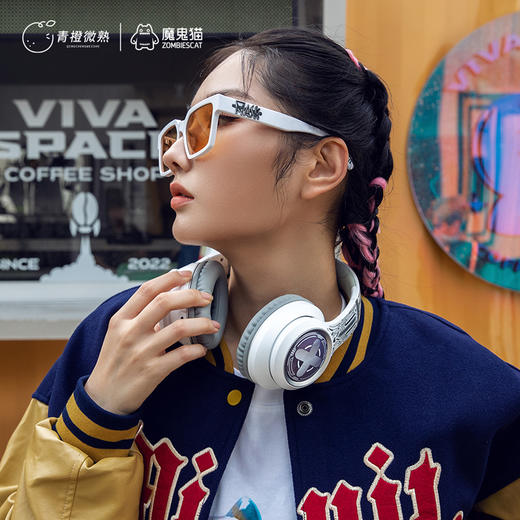 F-MGM-001青橙魔鬼猫联名款头戴式蓝牙耳机炫魔S1 商品图5