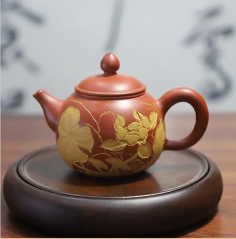 【样品特惠4折，仅1件，无货退款】玄雕窑纯手工龙腾盛世香远益清荷塘清韵花开富贵山水人家国色天香紫砂壶般若波羅蜜多心经壶 商品图7