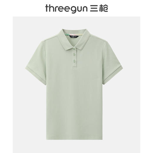 Threegun三枪 丝柔棉珠地翻领短袖女衫-10512A011 商品图2