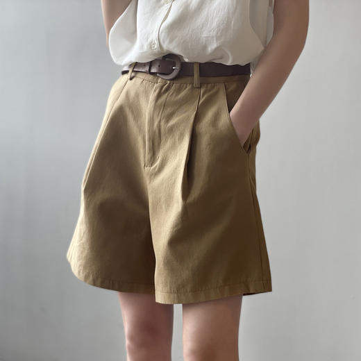 【好划算！买裤子就送腰带！鸥筱雅 高弹显瘦五分裤】五分西装裤，a字高腰宽松阔腿裤，直筒休闲五分裤，亲肤舒适不起球，配衬衫短袖T恤都是绝配~ 商品图1