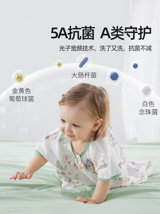 贝肽斯婴儿睡袋夏季薄款短袖新生儿宝宝一体式竹棉纱布四季通用 商品图4