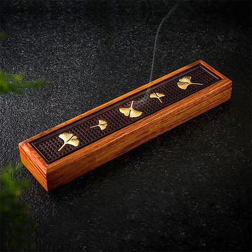 B-YD006-银杏(铜饰)盘香（方)+线香（长）香具四件套 香道 商品图1