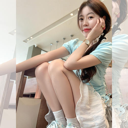 【99元任选2件】微信粉丝秒杀专场 仅此今天 活动结束下架【纯欲甜妹】蓝色抽绳上衣 商品图1