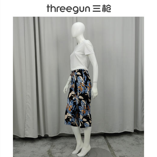 Threegun三枪 垂棉印花女中裤-61306B011 商品图4
