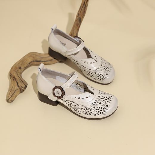 西村名物2024年夏季新款新中式风冲孔舒适透气玛丽珍单鞋洞洞鞋X24AH14011 商品图1
