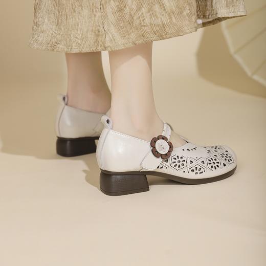 西村名物2024年夏季新款新中式风冲孔舒适透气玛丽珍单鞋洞洞鞋X24AH14011 商品图6