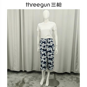 Threegun三枪 垂棉印花女中裤-61306B011