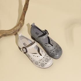 西村名物2024年夏季新款新中式风冲孔舒适透气玛丽珍单鞋洞洞鞋X24AH14011