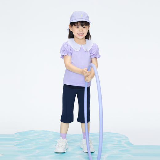 【实体店同款】女童清凉T恤翻领短袖上衣夏季新款安奈儿童装XG421720 商品图3