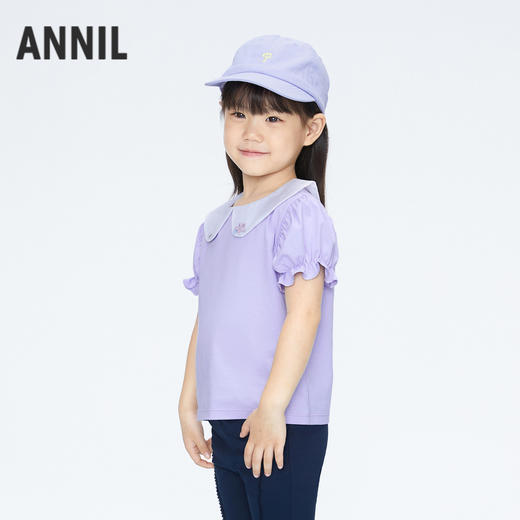 【实体店同款】女童清凉T恤翻领短袖上衣夏季新款安奈儿童装XG421720 商品图1