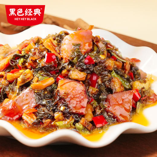 【社群专享券满100-20】黑色经典茶油腊肉外婆菜220g/瓶 商品图1