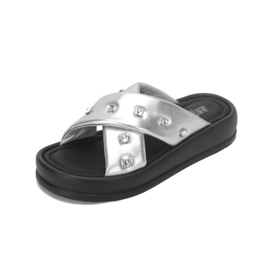 西村名物2024年夏季新款舒适平底外穿交叉绑带凉拖鞋沙滩鞋T24BJ20401 商品图9