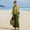 绽放旅行女装300朵/雨林绿色高支棉麻亚麻女高端套装长裤 商品缩略图2