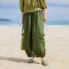绽放旅行女装300朵/雨林绿色高支棉麻亚麻女高端套装长裤 商品缩略图0