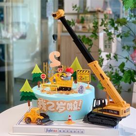 挖土吊机小男孩蛋糕