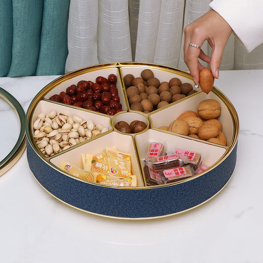 E-ZL-G507 轻奢水晶天鹅分格果盒 海洋蓝 商品图3