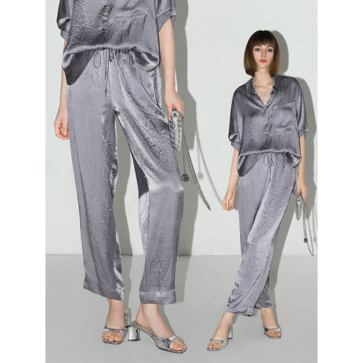 COCOBELLA[100%醋酸]奢感肌理通勤西裤垂坠凉感休闲裤PA0016 商品图2