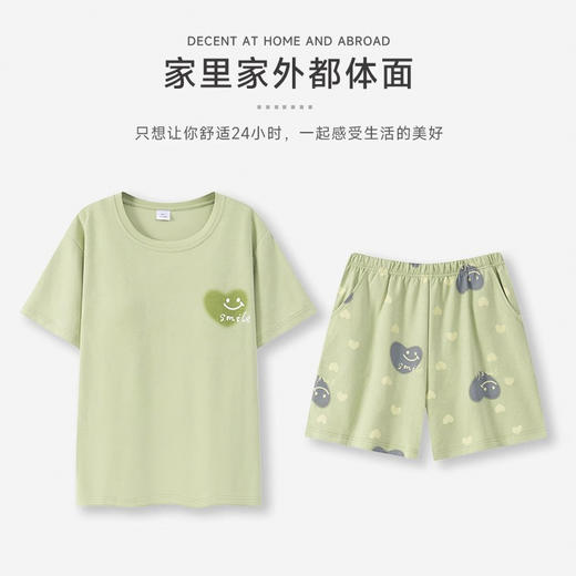 夏季薄款带胸垫家居服女款少女短袖短裤睡衣套装JJT9162 商品图3