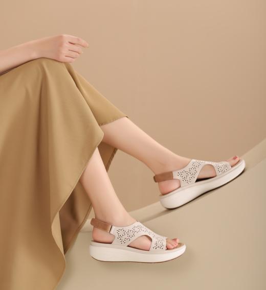 西村名物2024新款夏季外穿精致休闲凉鞋女厚底真皮经典罗马凉鞋X24BG20241 商品图3