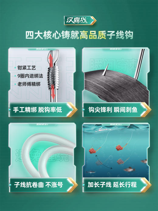 汉鼎战系列草鳊翘嘴成品子线双钩加长行程金海夕伊势尼绑好钩鱼钩 商品图1