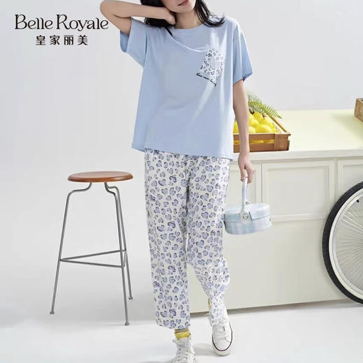女生可爱印花家居服夏季薄款短袖长裤柔软睡衣套装JJT9172 商品图1