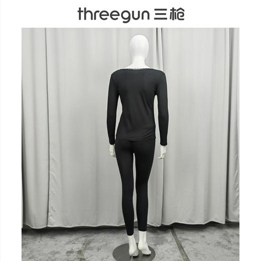 Threegun三枪 【舒肤超薄弹力棉】圆领女士保暖内衣套装-23792D011 商品图3