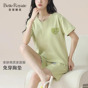 夏季薄款带胸垫家居服女款少女短袖短裤睡衣套装JJT9162