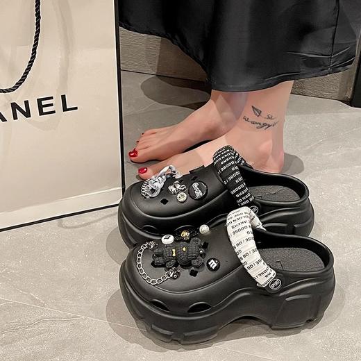 西村名物2024夏季外穿时尚休闲DIY镂空厚底洞洞鞋XZ4BA06131 商品图3