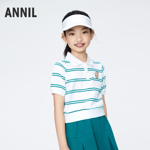 【实体店同款】女童清凉POLO衫翻领短袖上衣夏季新款安奈儿童装AG421798 商品图1