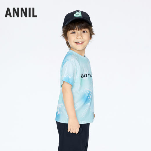 【实体店同款】男童海洋风短袖T恤圆领上衣新款安奈儿童装XB421683 商品图2