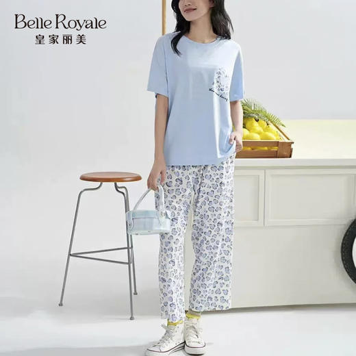女生可爱印花家居服夏季薄款短袖长裤柔软睡衣套装JJT9172 商品图2