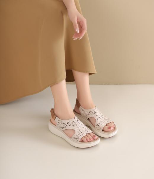 西村名物2024新款夏季外穿精致休闲凉鞋女厚底真皮经典罗马凉鞋X24BG20241 商品图4