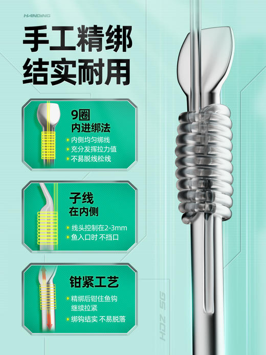 汉鼎战系列草鳊翘嘴成品子线双钩加长行程金海夕伊势尼绑好钩鱼钩 商品图3