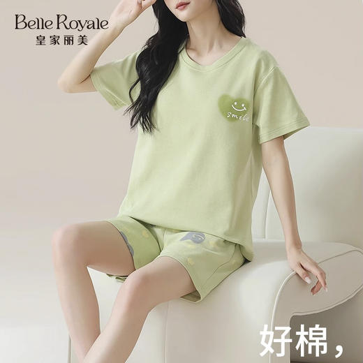 夏季薄款带胸垫家居服女款少女短袖短裤睡衣套装JJT9162 商品图1