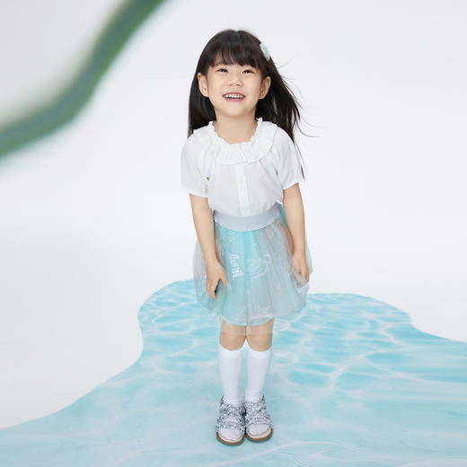 【实体店同款】女童净色荷叶领短袖上衣夏季新款安奈儿童装XG421715 商品图5