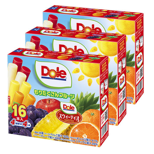 【直送到家】乐天Dole都乐水果味棒冰(1盒16支)432g*3 日本进口日本进口 盒装冰激凌 葡萄棒冰菠萝味冰淇淋（冷链商品不退不换） 商品图0